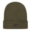 Script Ribbed Knit Beanie (olive)