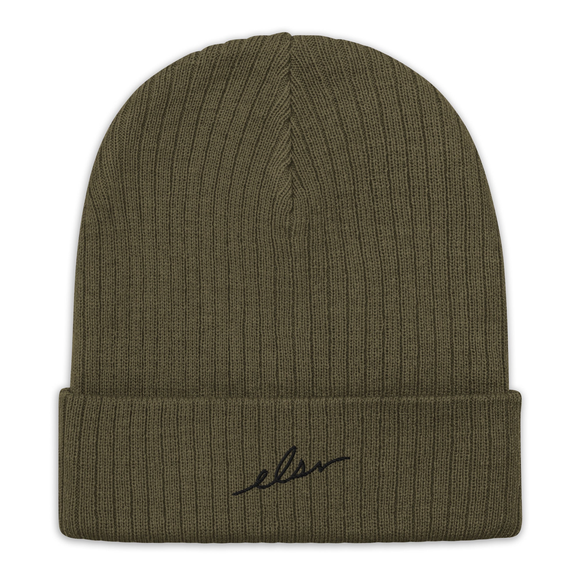 Script Ribbed Knit Beanie (olive)– Elusive